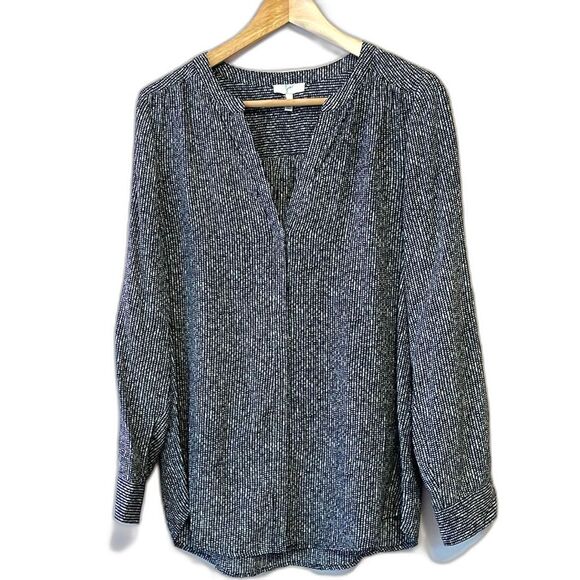 Joie Tops - Joie Peterson 100% Silk Long Sleeve Printed Blouse Office Work Black Gray Small